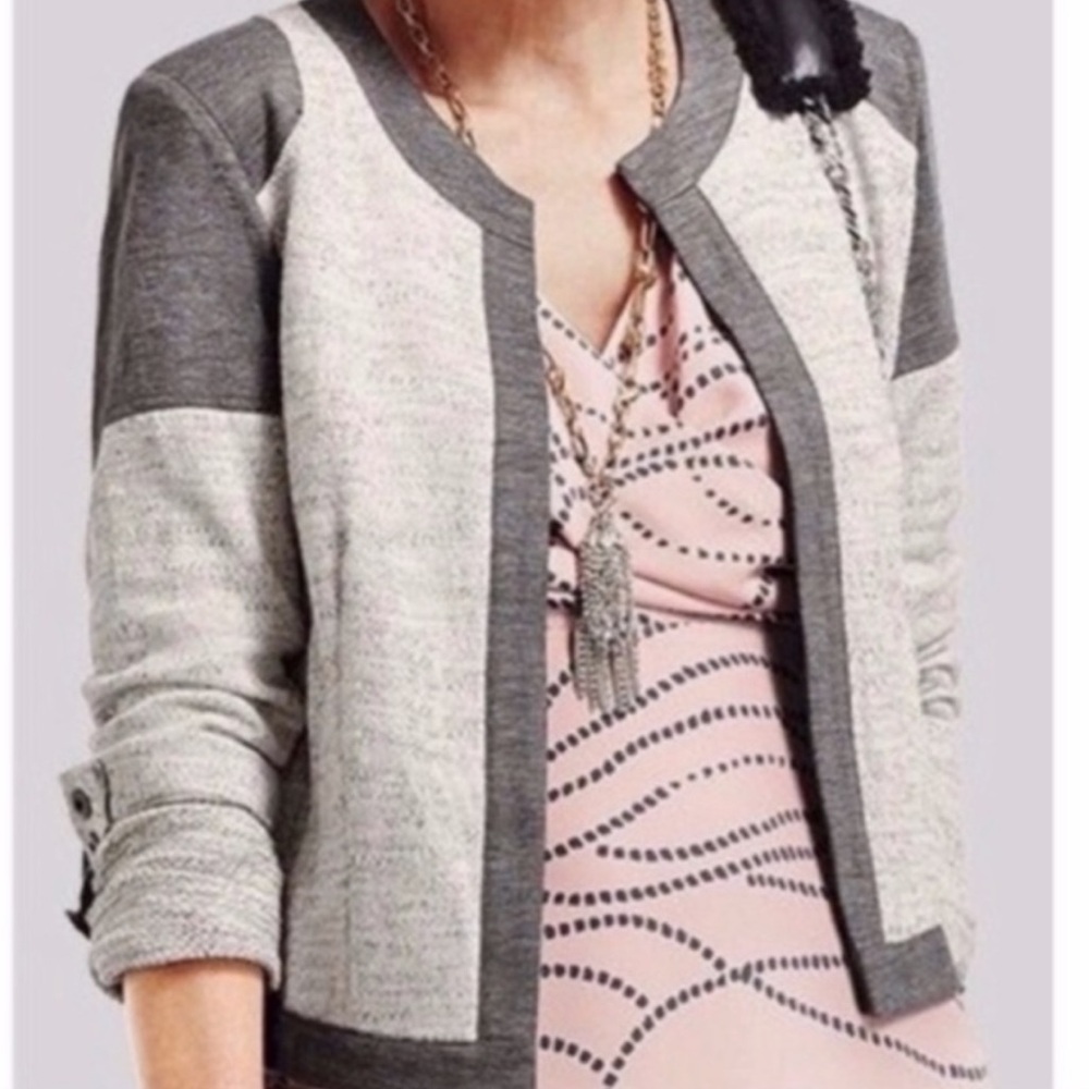 CAbi Gunmetal Knit Moto Blazer Gray Medium